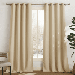 PONY DANCE Beige Vorhänge Wärmeisolierend Ösenvorhang 2er Set H 245 x B 140 cm Verdunklungsvorhänge Thermovorhang gegen Kälte Wohnzimmer Gardinen und Vorhänge Blickdicht, Biscotti Beige H245 x B140 cm (2er Pack) Biscotti Beige