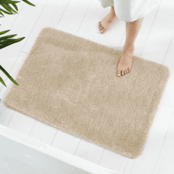 GONICVIN Teppich, 80 x 120 cm Flauschige Mikrofaser Waschbarer Badteppich Badematte, rutschfest Badezimmerteppich für Badezimmer, Wohnzimmer (Beige) 70X120 cm Beige