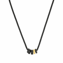 s.Oliver Kette mit Anhänger Edelstahl, 925 Sterling Silber Herren Halsschmuck, Silber, Kommt in Schmuck Geschenk Box Schwarz/Gold