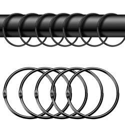40 Stück gardinenringe zum öffnen, Rundringe Vorhang Clips, 50mm Gardinenringe, Vorhangringe für Vorhänge und Gardinenstangen-Schwarz