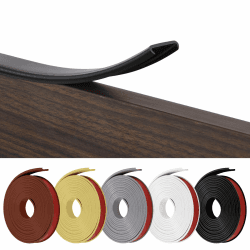 Flintronic U-Form Selbstklebend, Weichsockelleiste für Küche und Badezimmer, Möbelkantenband, Flexible TPE Faltbarer Kantenschutz für Schrankkanten, Abschlussleiste, Arbeitsplatten 12mm 3m*12mm-schwarz