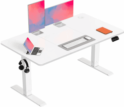 Flamaker Höhenverstellbarer Schreibtisch, Elektrischer Schreibtisch Höhenverstellbar für Steh-Sitz, Computertisch mit Memory-Funktion, Stabiler Tisch Standing Desk, Bürotisch,120 x 60 cm,Weißlich 120 x 60 cm Weißlich