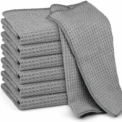 Ekedalen 6X Mikrofasertücher Waffeltücher, Spültücher Spüllappen Waschbar, Mikrofaser Putztücher Reinigungstücher, Fusselfreies Putzlappen Poliertuch für Küche, Glas, Bad, 30x30cm, Grau Waffeltücher, Grau 30 x 30 cm