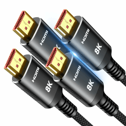 SNOWKIDS HDMI 2.1 Kabel 3Meter 2 Stück, 10K 8K HDMI Kabel 48Gbps Highspeed 8K@60Hz Ultra HD HDMI Kabel 4K@120Hz HDR 10, HDCP 2.2&2.3, RTX 3080 eARC Kompatibel mit PS5 TV X-Box Projektor Schwarz 3M