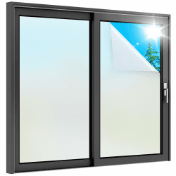 rabbitgoo Fensterfolie Milchglasfolie Sichtschutzfolie Selbstklebend Folie Fenster Scheibenfolie Blickdicht Anti-UV Statische Privatsphäre Schutzfolie Matt Für Bad Büro Wohnzimmer matt 90 x 400 cm 90 x 400 cm Matt