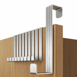 4smile Türhaken - 10er Set, Edelstahl - Türhaken zum Einhängen universell verwendbar, Türgarderobe zum Einhängen - Solide Kleiderhaken Tür, Türhakenleiste zum Einhängen Silber
