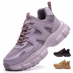 COOU Arbeitsschuhe Damen Leicht Sicherheitsschuhe rutschfest Sportlich Stahlkappenschuhe Atmungsaktiv Schutzschuhe 38 EU C01 Lila