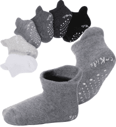EBMORE Dicke Stoppersocken Kinder Baby Warme Antirutsch Socken für Jungen Kleinkinder Mädchen Anti Rutsch Baumwolle Babysocken Geschenk 6 Paar 3-5 Jahre Sortiertes Grau （6 Paare）