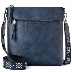 Roulens Mittel Damen Umhängetaschen, Leicht Damen Schultertasche aus Veganes Leder, Crossbody Bags für Frauen mit Verstellbar Abnehmbar Breiter Gurt A-navy Blau