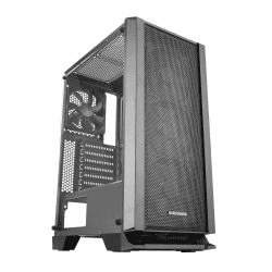 Mars Gaming MC-Master, ATX PC Gehäuse, Metall-Mesh Frontplatte, Gehärtetes Glas, 4 Ultraleise 120mm Lüfter, Schwarz MCMASTER
