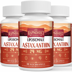 Liposomales Astaxanthin Weichkapseln 24mg pro Portion, Starke formel als VIT C, Hervorragende Absorption (60 Stück (3er Pack))