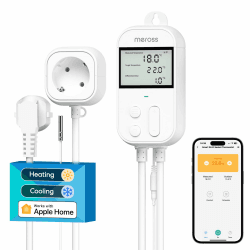 Meross Smart Thermostat Steckdose für HomeKit Digital WLAN Temperaturregler WiFi Heizungsthermostat Steckdose mit Fühler für Heizung und Kühlung 16 A, 2,4GHz, Weiß Smart Thermostat 16A Thermostat-Steckdose