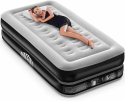 Airefina Luftmatratze mit Integrierter Pumpe, Luftbett Selbstaufblasend in 2 Minuten Selbst-Inflation/Deflation, Aufblasbares Bett für Gästebett & Camping 190 x 100 x 41cm, 295kgs MAX 1 Person(100×190cm)