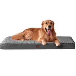 EHEYCIGA Orthopädisches Hundebett Grosse Hunde XL, Hundekissen Waschbar Flauschig, Hundematte Hundematratze mit Abnehmbarem Deckel für Kiste L 112 x B 81 x H 9 cm Grau