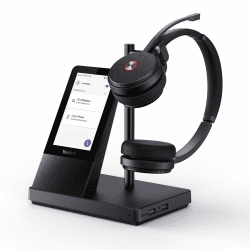 Yealink WH66 Wireless Headset with 4" Screen, DECT Headset for Teams,Zoom Skype,Bluetooth Headset with 525ft Range, Speaker,14h Call Time, Headset for Desk Phone WH66-Dual Teams Black