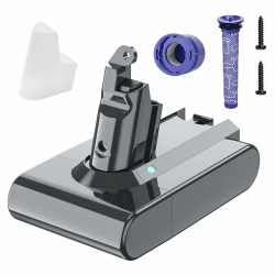 V6 Akku 6,0Ah, Ersatzakku für Dyson V6 DC58 DC59 DC61 DC62 DC72 DC74 Animal SV03 SV04 SV05 SV06 SV07 Staubsauger (2 Filter + 2 Schrauben + 1 Batterie schutzkappe) 6.0Ah 1