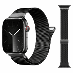 Patentiert Ersatzarmband Kompatibel mit Apple Watch Armband 46mm 49mm 45mm 44mm 42mm 41mm 40mm 38mm Damen Herren,Magnetische Milanaise Armbänder für iWatch Series 10 9 8 7 6 5 4 3 SE Ultra 2 1 Schwarz 44mm/45mm/49mm/46mm(2024 Series10)