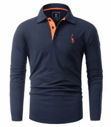 GLESTORE Herren Poloshirts Männer Polo Hemd Langarm T Shirt Polo Shirt Hemden M Marineblau
