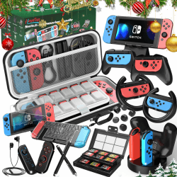 HEYSTOP Switch Zubehör 27 in 1 Kompatibel mit Nintendo Switch Konsole,Switch Zubehör Geschenk Bundle mit Switch Tasche,Switch Hülle,Switch Schutzfolie,Griffladestation,Spiele Aufbewahrung,Schwarz