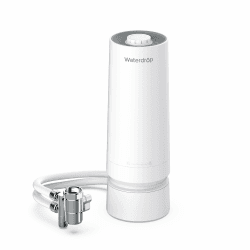 Waterdrop WD-CTF-06 Countertop Wasserfilter, 4000 Gallonen Wasserhahn Wasserfilter mit Filter Life Reminder, Reduziert Schwermetalle, Schlechten Geruch und 99% Chlor (1 Filter Enthalten) Integrierter Wasserhahn