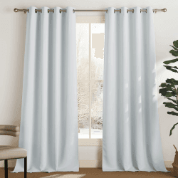 PONY DANCE Thermovorhang gegen Kälte Weiße Blickdichte Gardinen mit Ösen 2er Set H 243 x B 132 cm Verdunklungsvorhänge Weiss Übergardinen Wohnzimmer Vorhang Wärmeschutz, Grau-weiß H243 x B132 cm (2er Pack) Grau-weiß