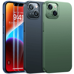 TORRAS Ultra Dünn für iPhone 13 Mini Hülle (mit 2 Schutzglas) Unzerbrechlich Schutz, Exzellente Samtiger Griff,Stoßfest Kratzfeste Handyhülle iPhone 13 Mini Schutzhülle iPhone 13 Mini Case Grün Alpingrün iPhone 13 Mini