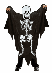 Ciao- Skelettgeist Skeleton Ghost Kostüm Verkleidung unisex Kinder (Größe 7-10 Jahre), schwarz 7-10 Jahre Skeleton Ghost