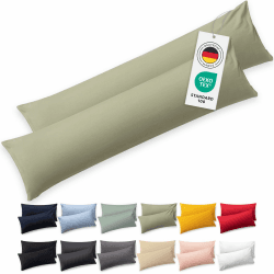 Blumtal Seitenschläferkissen Bezug 40 x 145 (2er Set Kissenbezüge) - Grün - 100% Baumwolle, Oeko-Tex Zertifiziert, Kissenbezug für Seitenschläferkissen, Kissenhülle mit Reißverschluss 145 x 40 cm, 2 Stück Grün