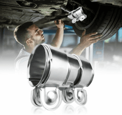 Auspuff Rohrverbinder, Edelstahl Rohrverbinder Auspuff, Universal Auspuffschelle Rohrverbinder, Doppelschelle Auspuffrohr Terminal, Doppelschelle Edelstahl Auspuff Rohrverbinder(55mm x95mm)