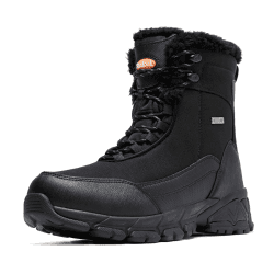 SHULOOK Winterstiefel Herren Wasserdicht Warm Gefüttert Schneestiefel Winterschuhe herren rutschfeste Hohe Wanderschuhe Herren Outdoor Schuhe Herren Winter für Wandern Arbeiten Camping 44 EU Schwarz