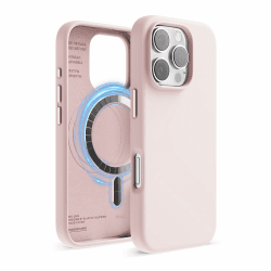 elago Magnetisch Silikon Hülle Kompatibel mit iPhone 16 Pro Hülle 6,3 Zoll, Kompatibel mit Allen MagSafe-Zubehör - Eingebaute Magnete, Soft-Grip-Silikon, Stoßfest (Lovely Rosa) iPhone 16 Pro Lovely Rosa