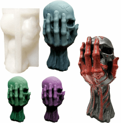 Halloween Kerzenform Silikon,3D Halloween Totenkopf Epoxidharz Schädel Kerzenformen,Hand hält Schädel Kerzenform,DIY Schädel Kerzenform Totenkopf