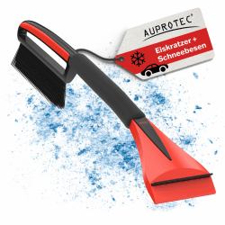 AUPROTEC Eiskratzer Auto mit Besen & Softgriff/Eiskratzer mit Besen/Scheibenkratzer Auto/Schneekratzer Auto mit Besen/Scheibenkratzer Winter/Eisschaber Auto – ASE 1 schwarz-rot