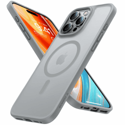 TORRAS Guardian-Mag für iPhone 16 Pro Max Hülle für MagSafe (TOP Militärschutz & Magnetkraft) Extrem Haltbarkeit Handyhülle iPhone 16 Pro Max Case Samtige Touch Dünn mit DIY Knöpfen Grau iPhone 16 Pro Max Grau