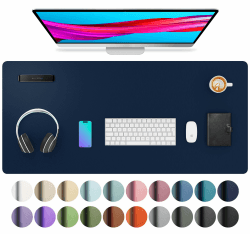 Aothia Schreibtischunterlage,Mauspad mit Leder und Rutchfeste Wildleder,Multifunktionales Office Mousepad Laptop Schreibunterlage,Tisch-Schutz Unterlage für Büro/Home(91cmx43cm,Dunkelblau) 43 x 91 cm Dunkelblau