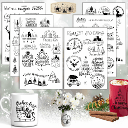 Aoiuenok Rub On Sticker, 6 Stück A5 Rub On Aufkleber Weihnachten, Rub On Folie Transferaufkleber, für Möbel, Glas, Holz, Scrapbooking, DIY Basteln Deko (Weihnachten)