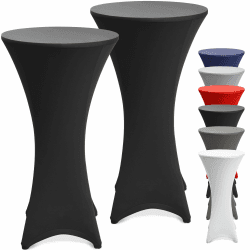 Beautissu 2er Set Stretch Stehtisch Hussen 80cm Schwarz – Waschbar Bügelfrei Stehtisch Hussen für Stehtische Stehtischhussen rutschfest Verstärkung Fußbereich Tischhusse Tischdecke Stehtisch – Stella 2er Set - 80-85 cm Schwarz