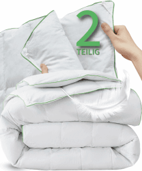 Welldora Komfort Bettdecke 135x200 zweiteilig | 100% weiche Federn & Daunen | Fachärztlich geprüft, Oeko-Tex, Allergiker | Zert. für Tierwohl | 2 Decken Vierjahreszeiten Daunendecke Sommer & Winter Zweiteilige 4-jahreszeitendecke 135 x 200 cm