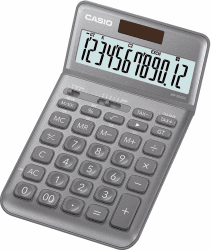 CASIO Tischrechner JW-200SC, 12-stellig, in stylischen Farben, Steuerberechnung, Solar-/Batteriebetrieb grau