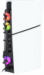Konix Kühlventilator für PS5 Slim Konsole - 21 x 68 x 40 cm - 3 Geschwindigkeiten - RGB-LED-Beleuchtung - USB 3.0-Anschluss - Schwarz RVB - PS5 Slim