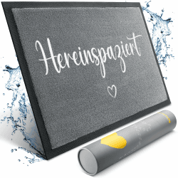 Bodenständig Charmante hereinspaziert Fußmatte in optimale Größe für die Haustür mit Herz. Fußmatte hereinspaziert, Fußmatte grau, Fußmatte 40x60, Fußmatte Welcome mat Spruch