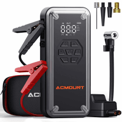Acmount Starthilfe Powerbank Mit Kompressor Reifenfüller für Pkw, 12V 4000A Booster Auto Starthilfe Powerbank, 150 PSI Autoreifenfüller Mit LCD-Display, LED, Bis Zu 9,0 l Benzin/8,0 l Diesel black