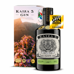 KAIZA 5 GIN - 0,5 l - 43% | Der ausgezeichnete Gin aus Südafrika/Kapstadt | Frisch, weich, exotisch mit schwarzer Johannisbeere und Grapefruit | Perfekt als Gin Tonic | Sunrise Sunrise 500 ml