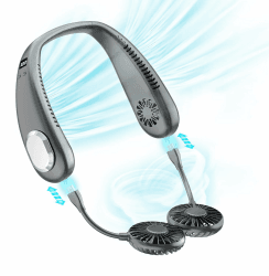 testyu Nackenventilator mit Kühlung Usb 9000mAh, Tragbarer Ventilator Wiederaufladbarer, Leise Akku Ventilator Mini USB Tragbarer Nackenventilator mit 2 Abnehmbare USB-Lüfter