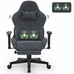 Devoko Gaming Stuhl, Bürostuhl 200kg Belastbarkeit,Gaming Chair mit Massagefunktion,90-180° Rückenlehne Einstellbar Gamer Stuhl,Gaming Sessel mit Fußstütze,PC Stuhl Erwachsene Verstellbare Armlehnen Grau