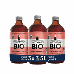 SodaStream Sirup 3x BIO Pink Grapefruit, 1x Flasche ergibt 3,5 Liter Fertiggetränk, Sekundenschnell zubereitet und immer frisch, 3x 500 ml 3x Pink Grapefruit