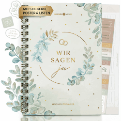 Lebenskompass Hochzeitsplaner Buch mit praktischen Poster "FOREVER" Wedding Planner mit Terminplan, Listen und Tipps für eine perfekte Planung einer Hochzeit - mit Stickern - A5 +