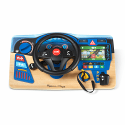 Melissa & Doug Vroom & Zoom Holz-Armaturenbrett für Kinder ab 3 Jahren für das Autofahren-Spielen, mit Holzlenkrad, Licht und Soundeffekten Classic