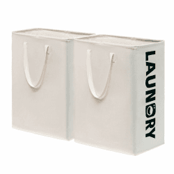TIMEYARD Wäschekorb, Wäschesammler, Aufbewahrungskorb, Faltbarer Wäschekorb, Laundry Baskets, Wäschekorb Groß, Wäschekorb Weiß, Wäschekorb Faltbar für Badzimmer, 75L, Weiß