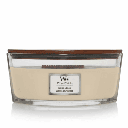 WoodWick mittelgroße Duftkerze im Sanduhrglas mit knisterndem Docht, Vanilla Bean, bis zu 60 Stunden Brenndauer, 454g Ellipse Vanilla Bean